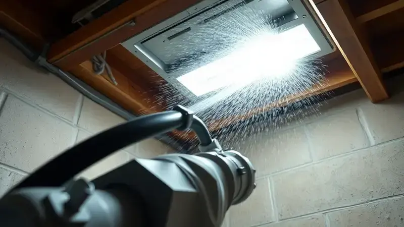 HVAC technician cleaning air vents and registers